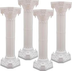 4 Piece White Roman Column Set, 10.63 x 34.65 Inch
