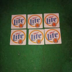 6 Vintage Coasters  Miller Light
