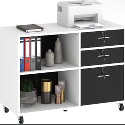 3-Drawer Wood File Cabinet with Locks 