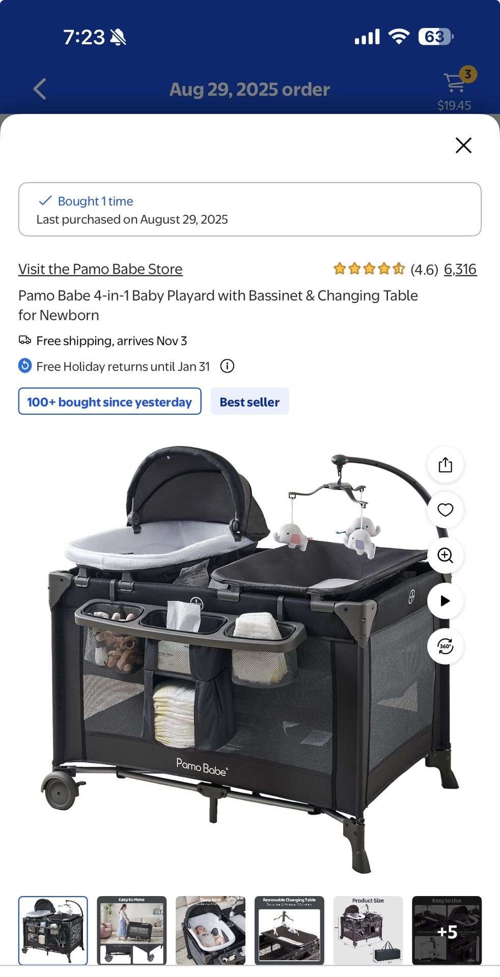 Pamo Babe 4 in 1 Baby Playard With Bassinet and Changing Table