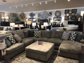 Ashley Furniture Bardarson 4 Piece Silver Grey Sectional Sofa for