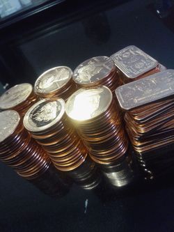 DEALS! 1 oz coins and bars tubes of 20 copper (might trade for silver)