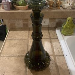 Vintage 1964 Jim Beam Glass Genie Bottle Smoke Green Liquor Decanter