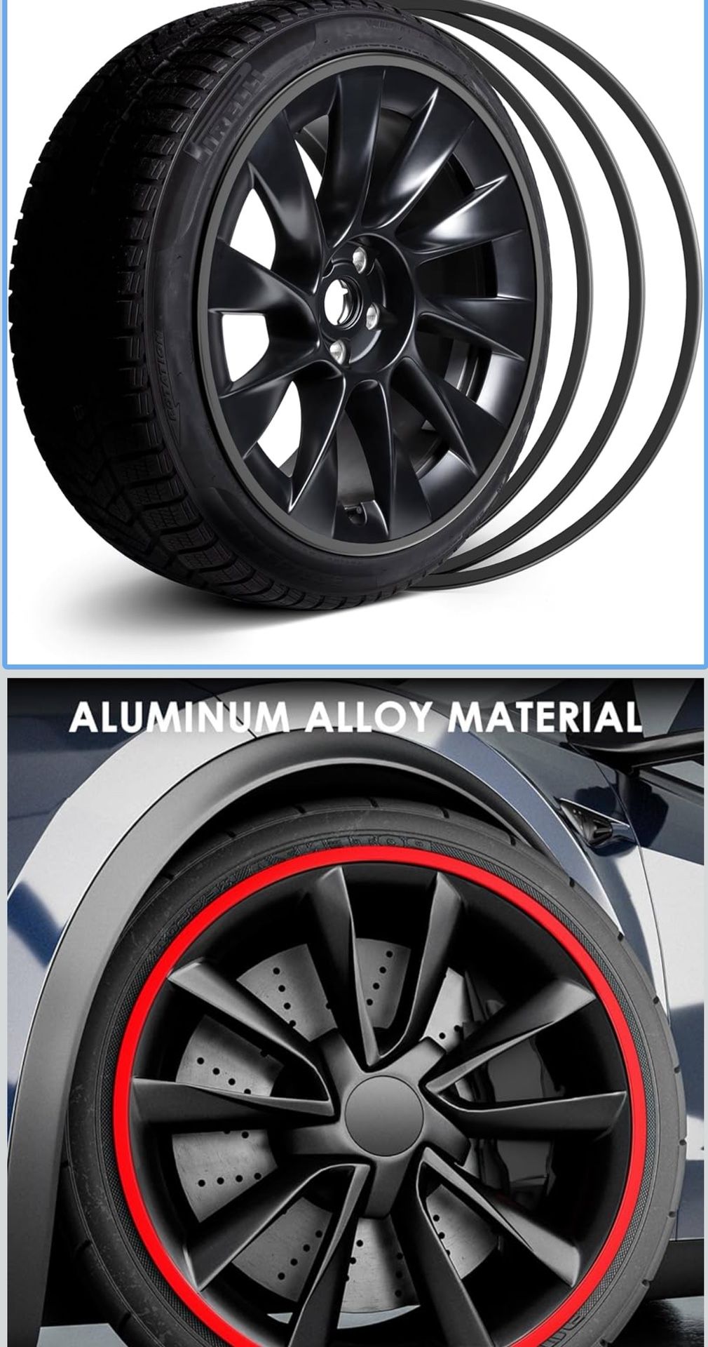 Automotive Alloy Wheel Rim Protector - Covering The Entire Rim of The Wheel hub - Strips for Curb Rash Prevention - Set of 4 Rim Protector Easy to Ins