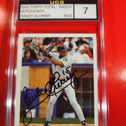 2002 TOPPS Total Autographed Sandy Alomar White SOX UCG NM 7