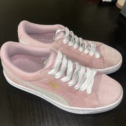 Pink Suede Pumas 5C/ 6.5 Women's