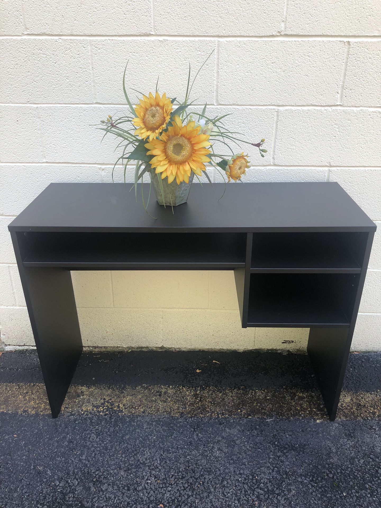 Wooden Black Desk ( 40”w X 30”h X 17”d )