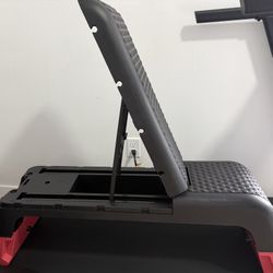 Adjustable Black Red Step Platform with Risers, Non-Slip, Storage, Home Gym