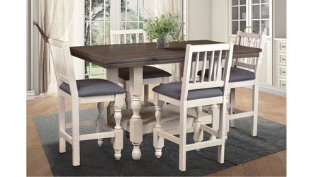 Farmhouse Counter Height Dining Set with 4 Chairs