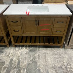 48"Solid wood Bathroom Vanity Stone Countertop (Damaged)
