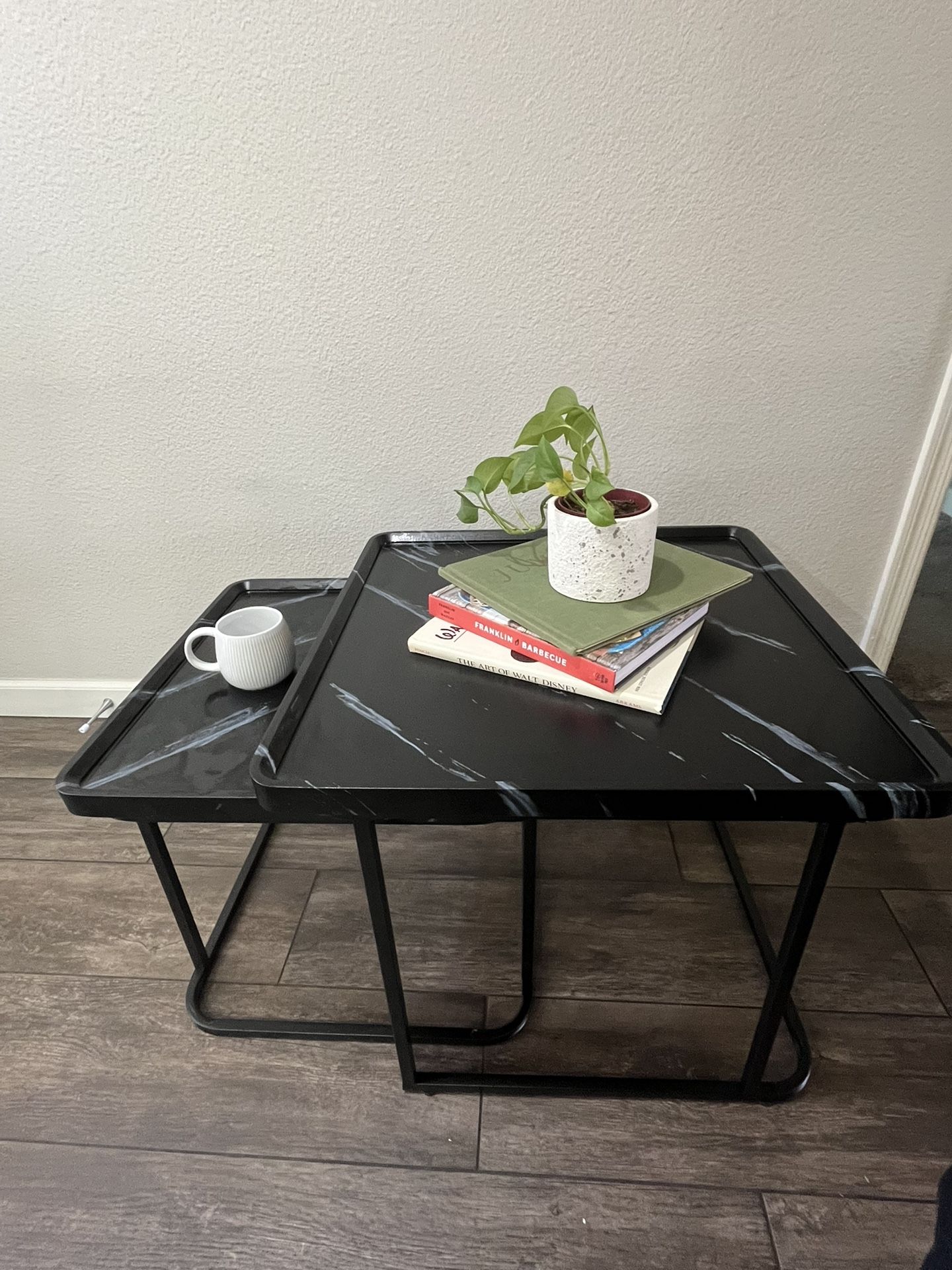 Square Nesting Coffee Tables End Table Black Set Of 2