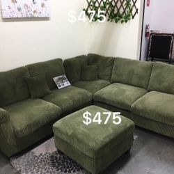 4-Pc Corduroy Sectional Sofa Set 