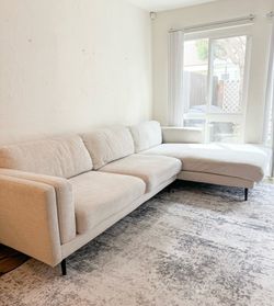 Modern Light Grey Textured L-Shaped Sectional Sofa