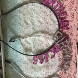 Headband Metal Rhinestone Inlaid Headband Birthday Girl / Princess  Total 2 Hair Hoop 