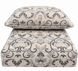 Arden Selections Outdoor Chair Cushion Set – Gray & Beige Damask