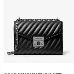 Michael Kors Women's Medium Rose Quilted Leather Flap Bag in Black