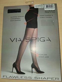 Via Spiga Flawless Shaper Sheer Pantyhose Black Size B