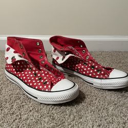 Converse All-Star Size 5 Red And White Polka Dot Shoes 