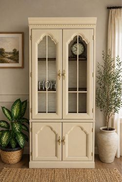 Gorgeous BOHO Chic Glass Wall Display Cabinet Hutch Bookcase
