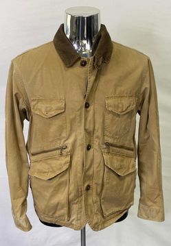 Vintage Ralph Lauren Khaki Tan Canvas Wading Coat Hunting Field Jacket Size L