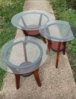 3-Piece Glass Top Coffee and End Table Set
