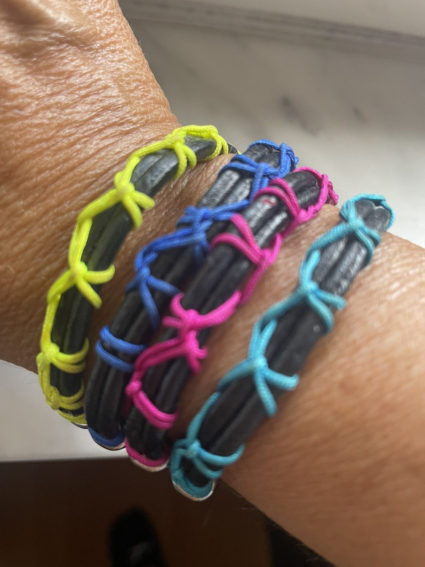 4 Handmade Artisan Bracelets โ Leather, Thread & Silver Details