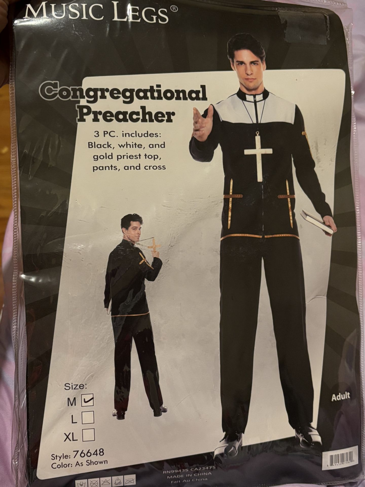 Music Legs Congregational Preacher Costume - Size M