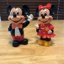 Vintage Walt Disney Mickey & Minnie Mouse Plastic Banks