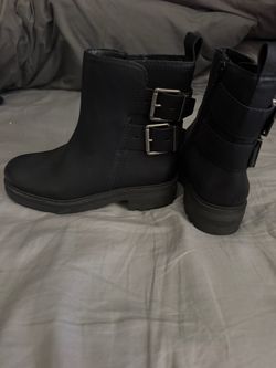 Lucky brand Black Moto Ankle Boots with Double Buckle