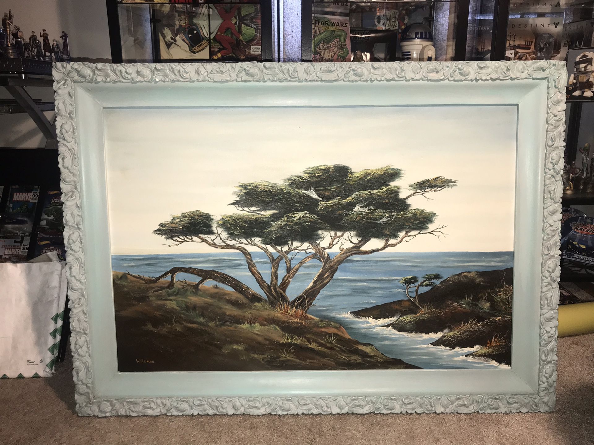 Seascape with Cypress tree Painting on Canvas 24 x 36