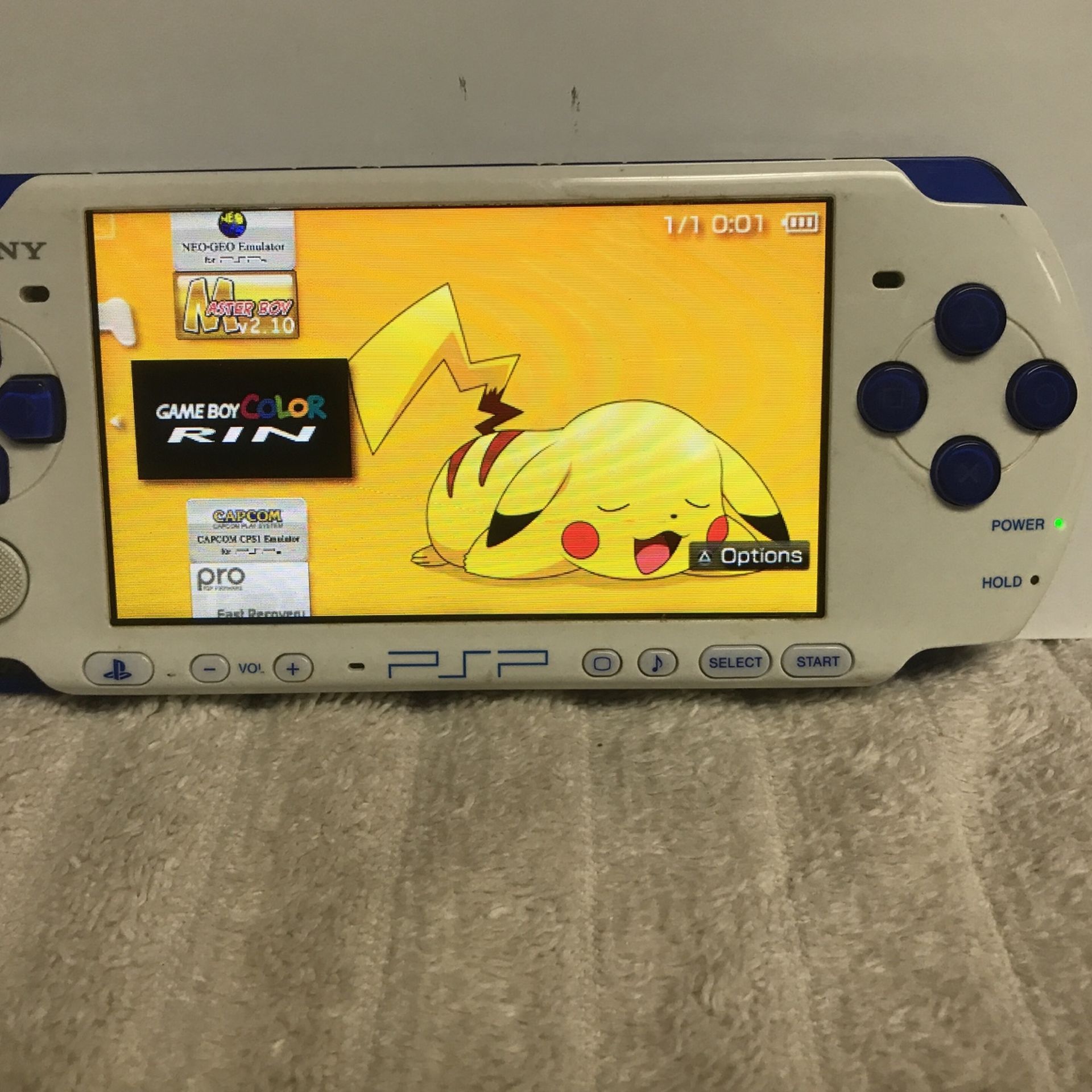 SONY PSP IMPORT  3000 White/BLUE Combo 32 GB CFW CUSTOM MOD PSP & RETRO VIDEO GAMES