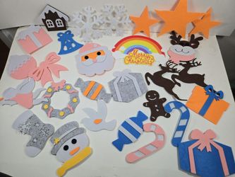 28 Christmas Felt Decorations Set. Christmas Felt Ornaments.