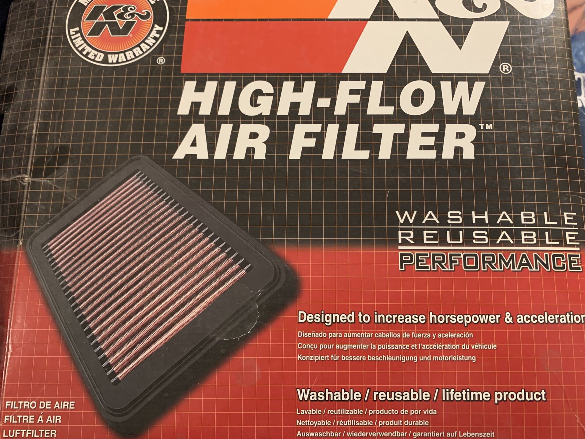 K&N High Flow Air Filter, for Mazda, part number 33-229
