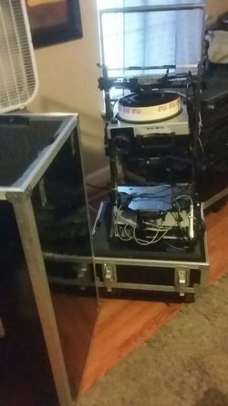 Old projection station with box and keys