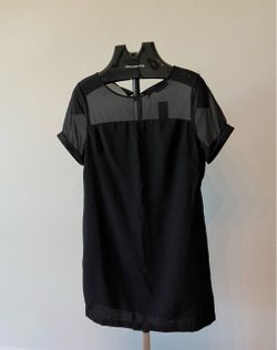 Black Short Sleeve Top with Sheer Panels