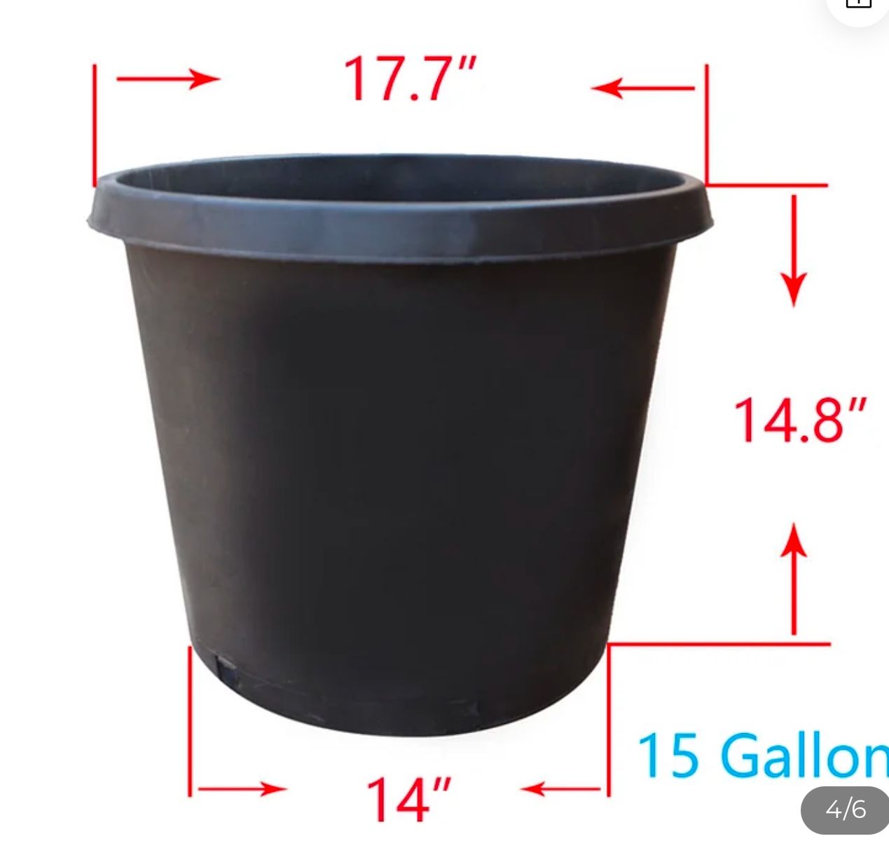 4 Pack Plant Nursery Pots 15 Gallon Plastic Seedling Planters Growing Pots Flower Seed Vegetable 14 Inches