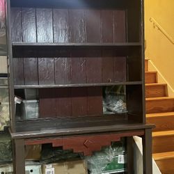 Gorgeous Large 92” Vintage Rustic Santa Fe Two Piece Mexican Hutch Bookcase Display