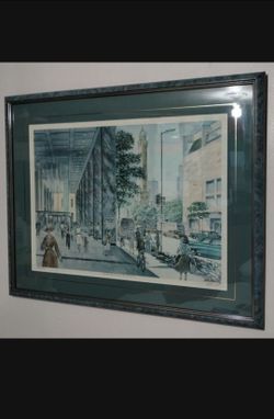 M. ELICH LITHOGRAPH 166/500 CHICAGO " CHESTNUT AT MICHIGAN" 28"×22"