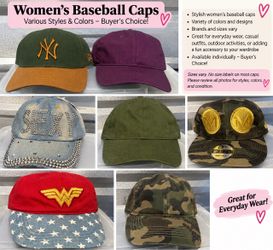 8 Women’s Baseball Caps – ONE LOT, ONE PRICE!