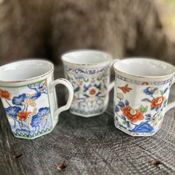 Vintage Seizing Fine China Japan Made Coffee-Tea Cup, Set Of 3 Mugs