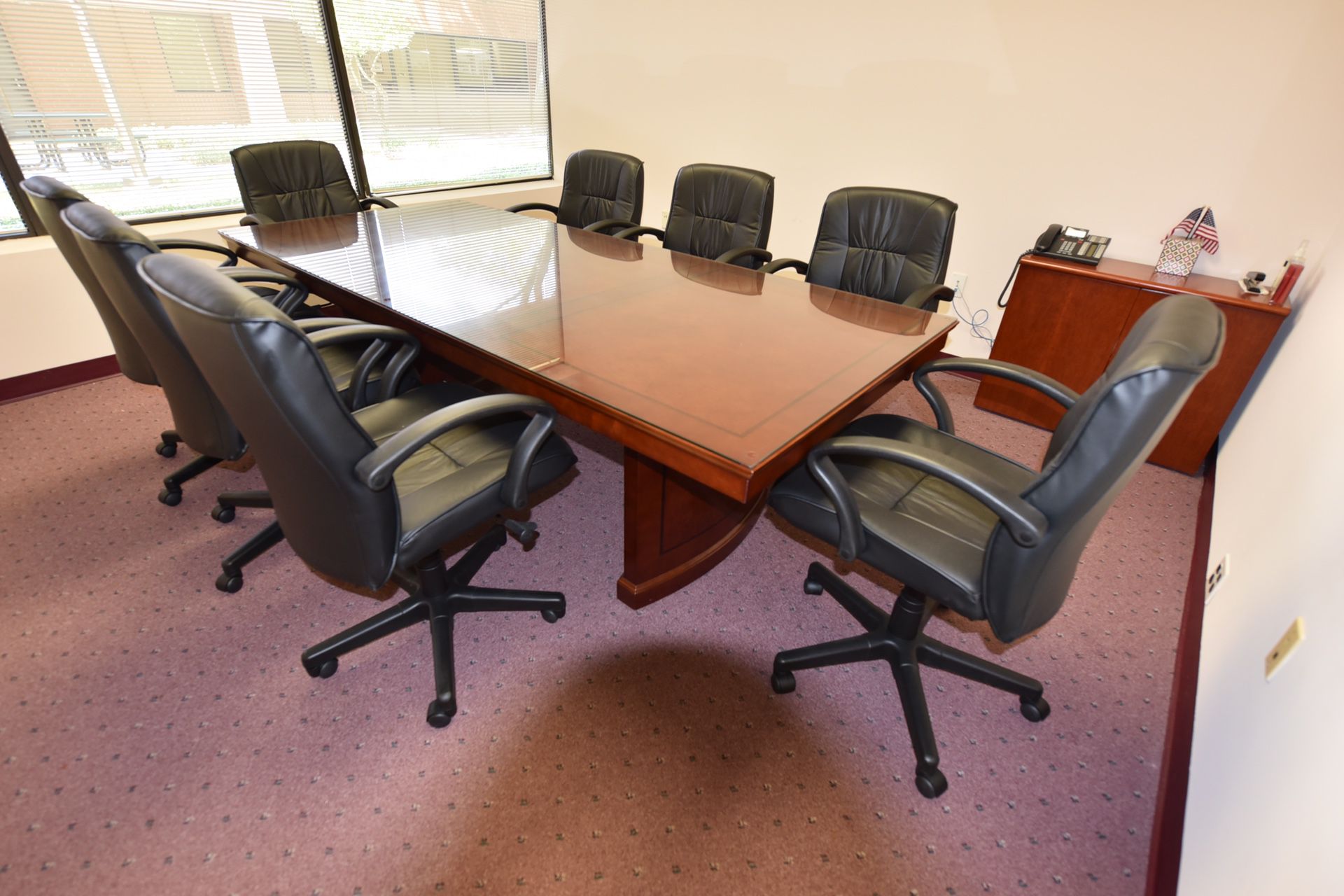 Office conference table set with glass top