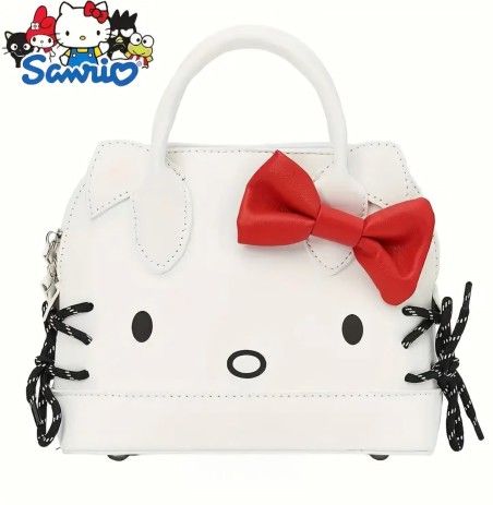 SANRIO Hello Kitty Red Bow and Cat Ears Handbag, Crossbody Bag, Comes With Matching HK Plush Keychain 🎀✨️♥️