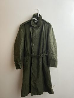 Vintage 1960s Men's Wool and Cotton Army Overcoat with Liner - OG 107 - Size Small/Regular
