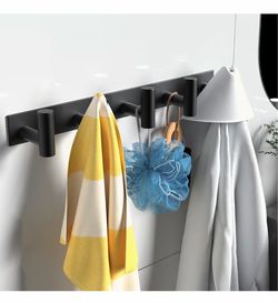 Matte Black Wall-Mounted Hook Rail