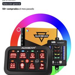 Auxbeam Panel de Interruptores RB80 RGB de 8 Posiciones, Panel de Interruptores Multifunción Auto-Regulable con Memoria de Pulso de Palanca Momentánea