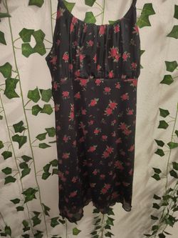 Red and black dress with flowers size 12 for kids