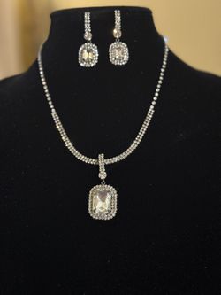 Faux Diamond Necklace & Earrings
