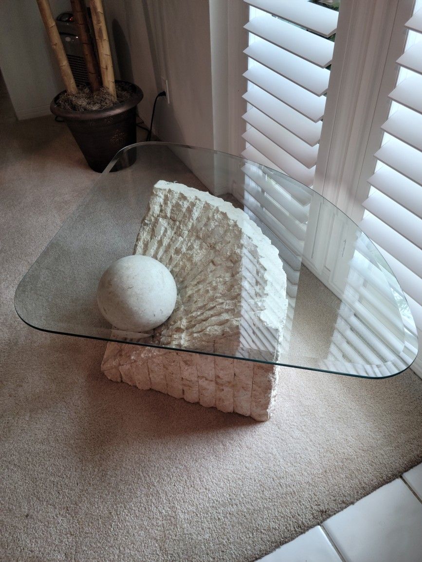 Tessellated Stone and Glass Coffee Table