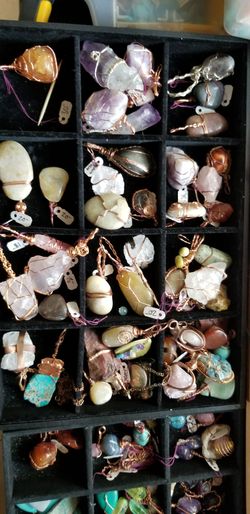 Lots and lots of stone and crystal pendants