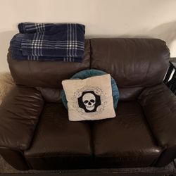 Brown Leather Love Seat 